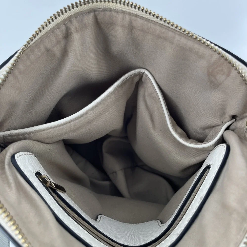 Kate Spade Zip Dome Jeanne Crossbody Saffiano Leather Meringue Cream Ivory Strap